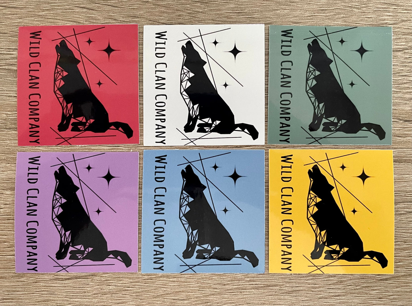 Wolf - 6 pack of various coloured stickers.